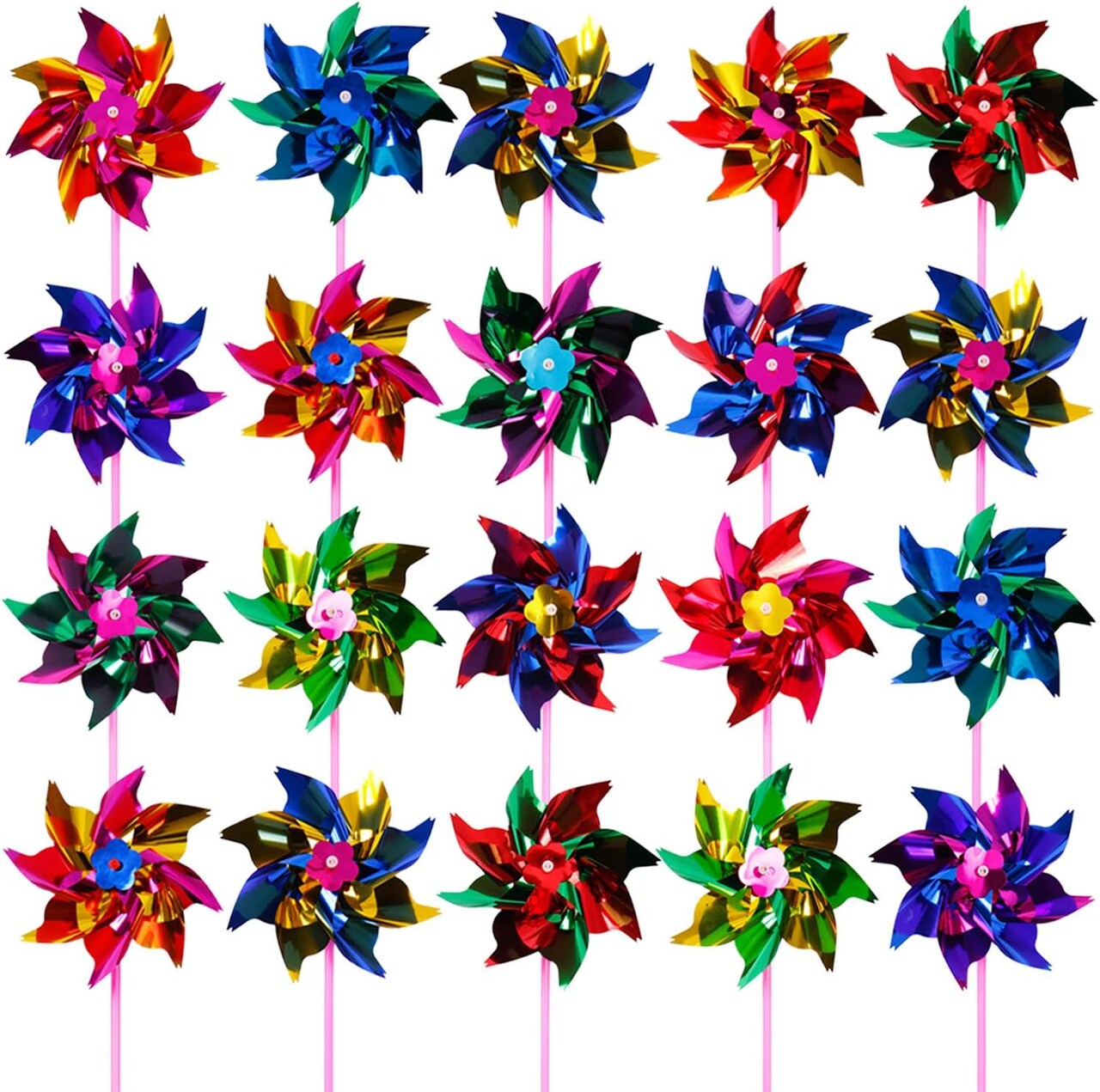 100 Pcs Bulk Rainbow Pinwheels - Large DIY Windmill Set for Kids, Colorful Outdoor Yard & Garden Decor, Spinning Party Favors for Birthdays, Weddings & School Events